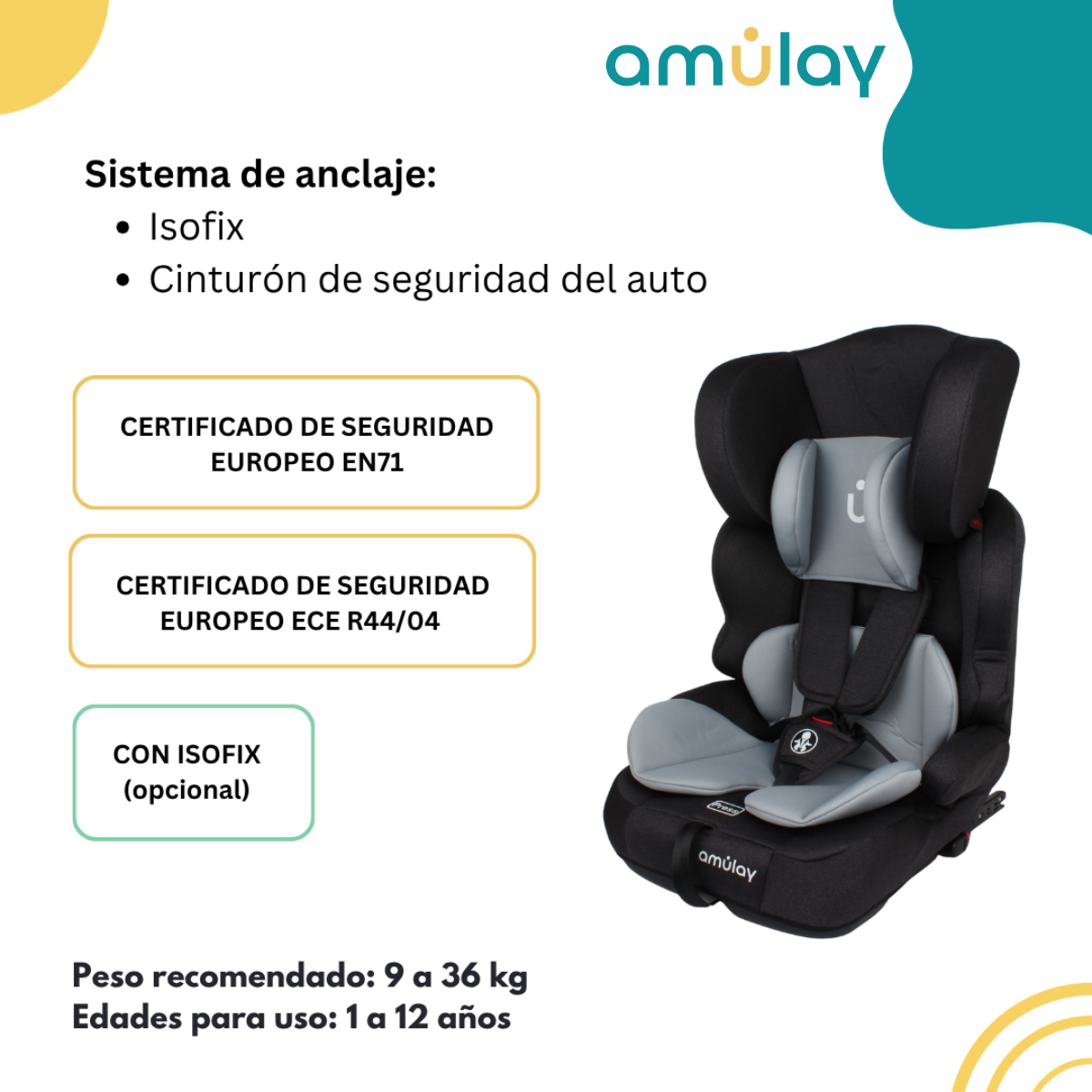 Autoasiento Booster Isofix 9-36Kg