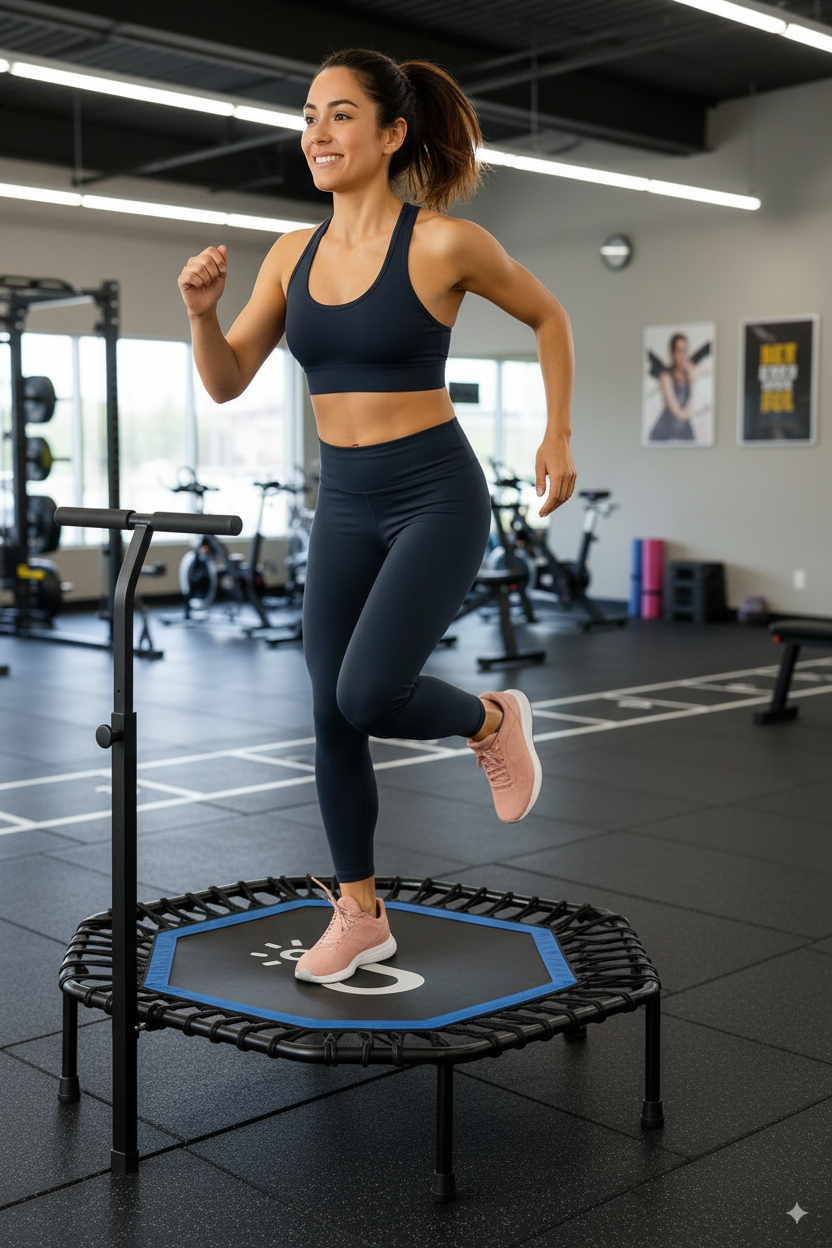 Trampolín De Ejercicio Aeróbico Hexagonal Con Barra Amulay